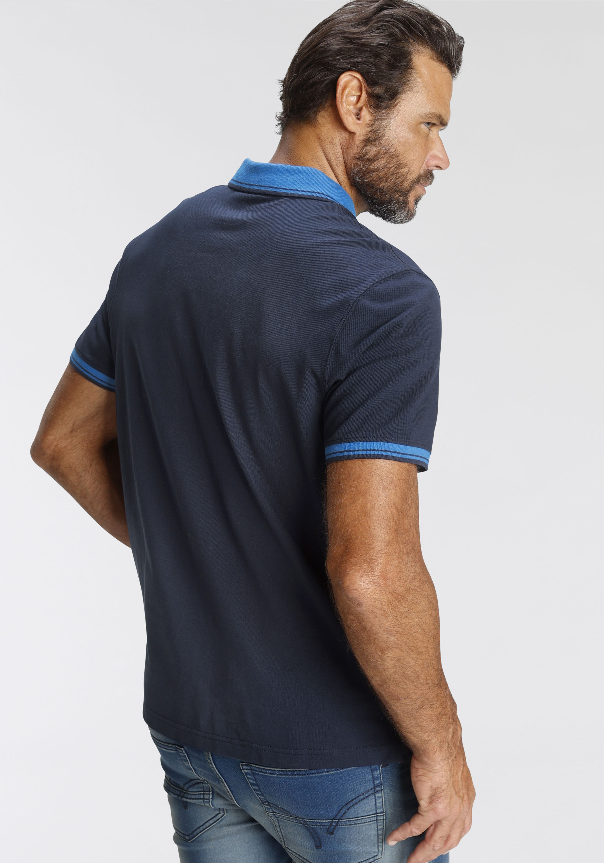 Man's World Poloshirt mit kleinem Brustprint günstig online kaufen