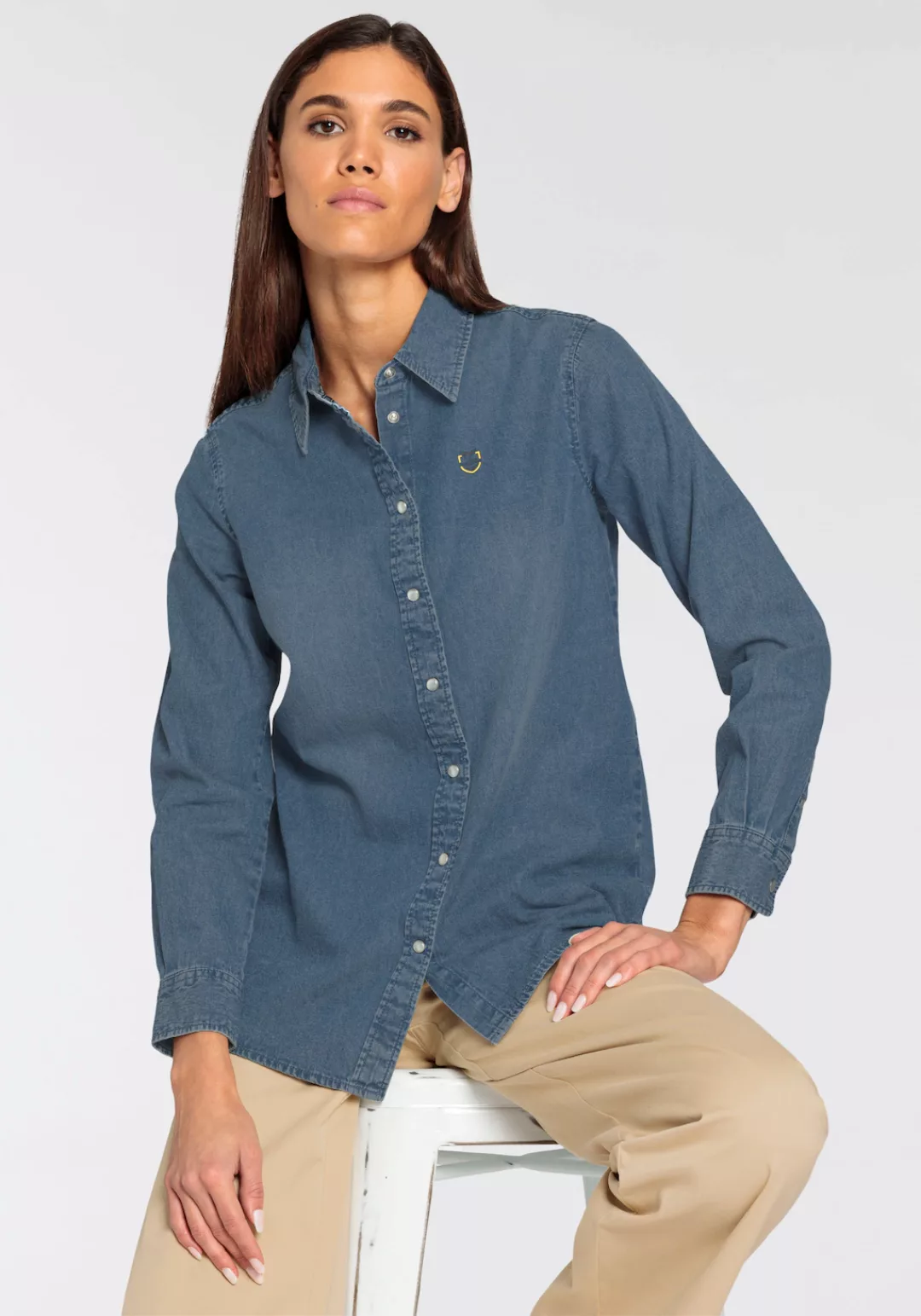 DELMAO Jeansbluse im klassischen Stil günstig online kaufen