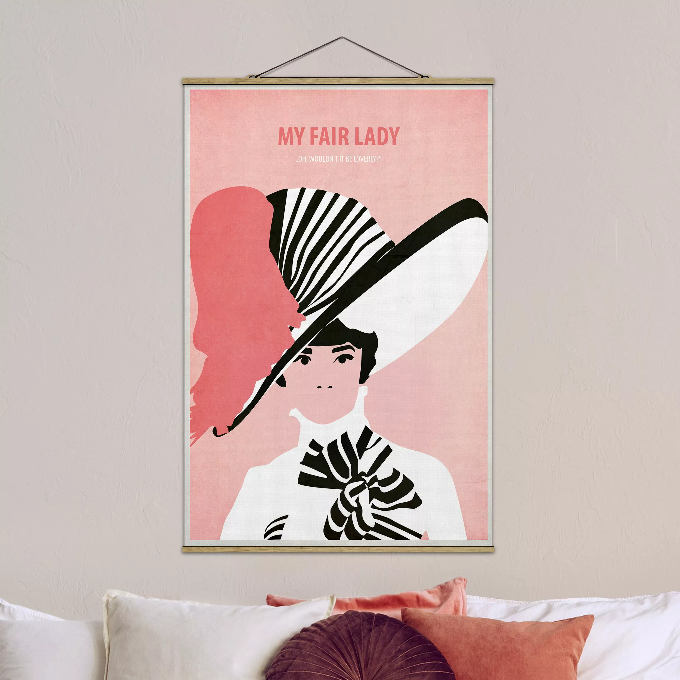 Stoffbild Portrait mit Posterleisten - Hochformat Filmposter My fair Lady günstig online kaufen