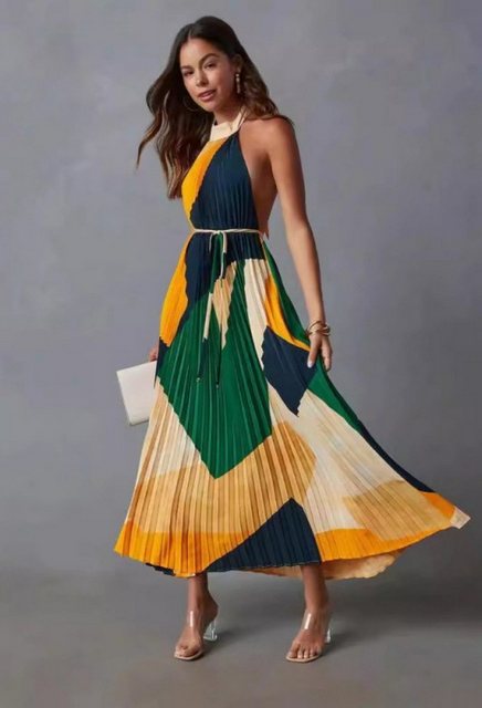SEGUEN Sommerkleid Ärmelloses Freizeitkleid mit Falten (Lockeres Resort-Kle günstig online kaufen