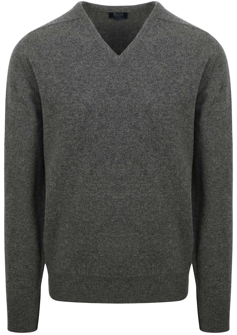 William Lockie V-Auschnitt Pullover Lammwolle Grau - Größe XXL günstig online kaufen