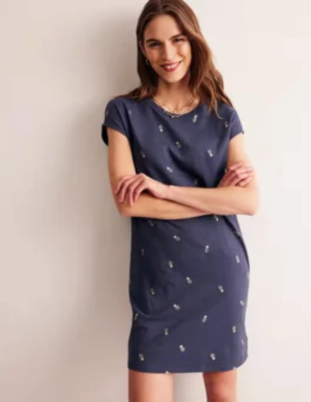 Leah T-Shirt-Kleid aus Jersey Damen Boden, Französisch-Marineblau, Ananas günstig online kaufen