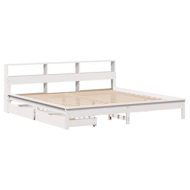 vidaXL Bett Massivholzbett mit Regal ohne Matratze Weiß 200x200 cm Kiefer günstig online kaufen