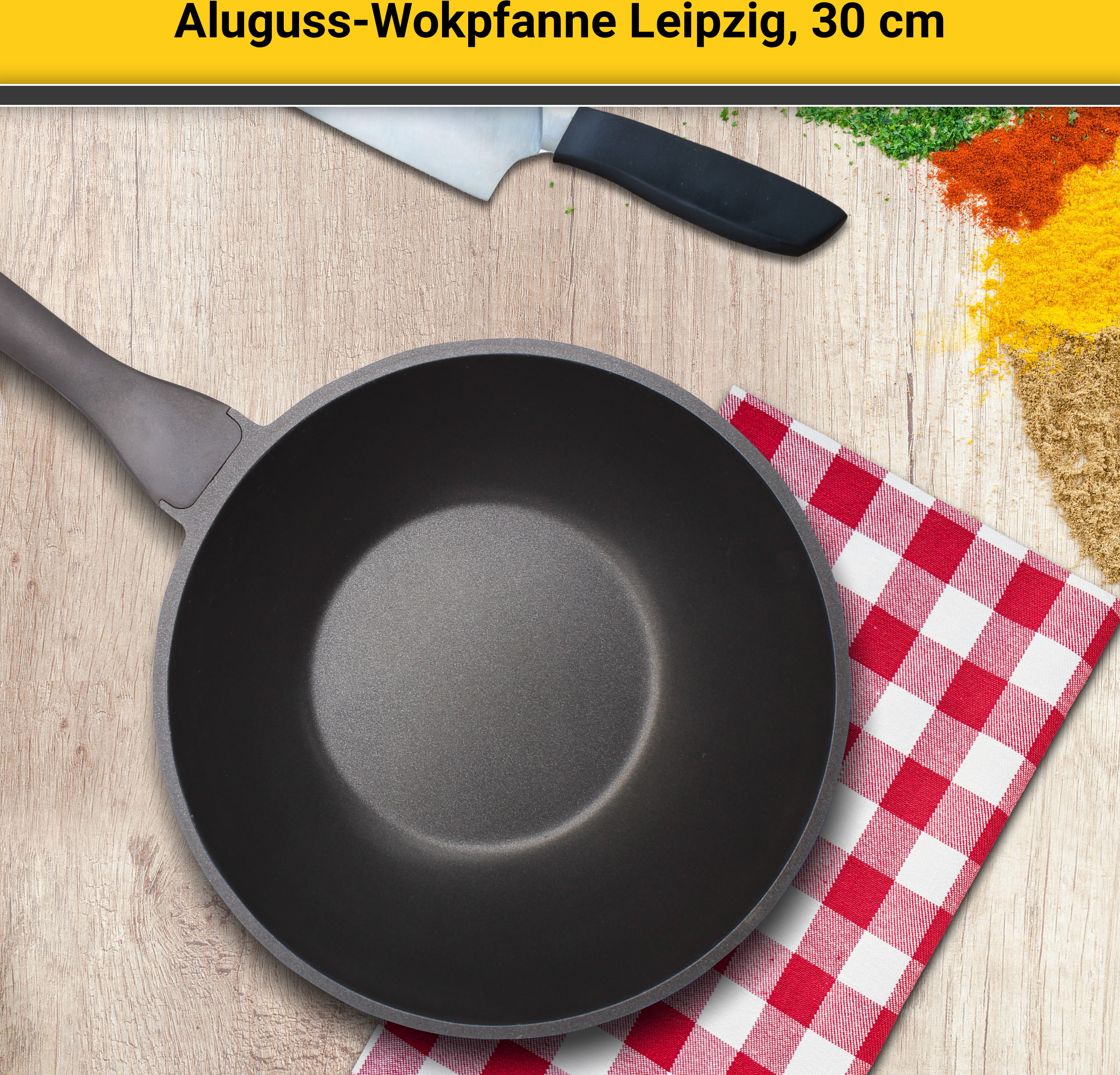 Krüger Wok »Aluguss Wokpfanne LEIPZIG, 30 cm«, Aluminiumguss, (1 tlg.), hoc günstig online kaufen