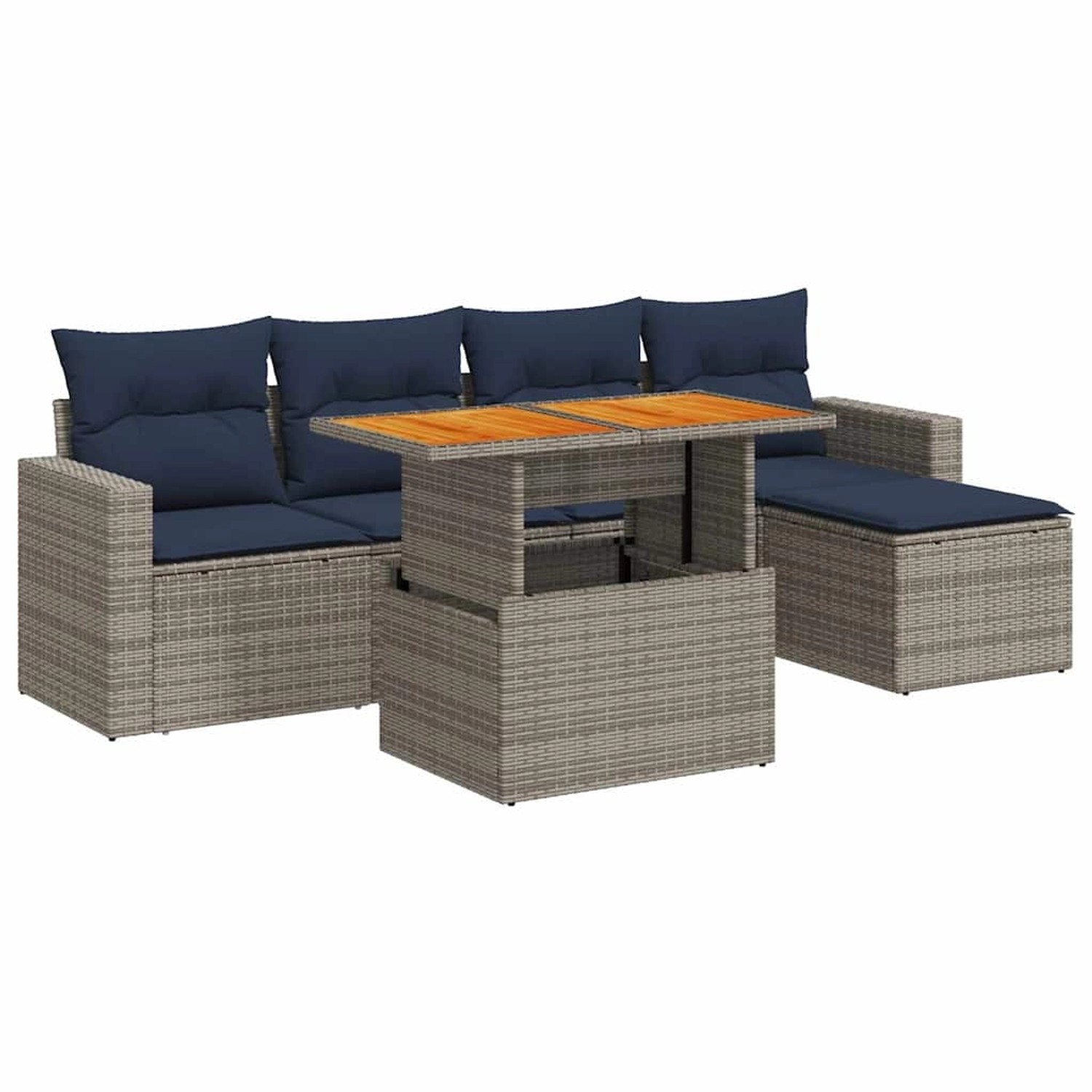vidaXL 6-Tlg Garten-Sofagarnitur mit Kissen Grau Poly Rattan 3327029 günstig online kaufen