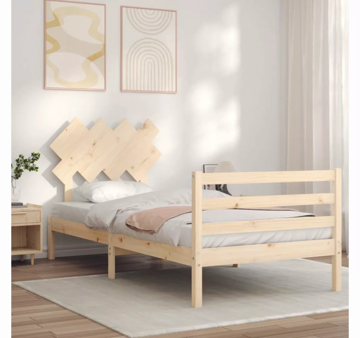 vidaXL Bett Massivholzbett mit Kopfteil 90x200 cm günstig online kaufen