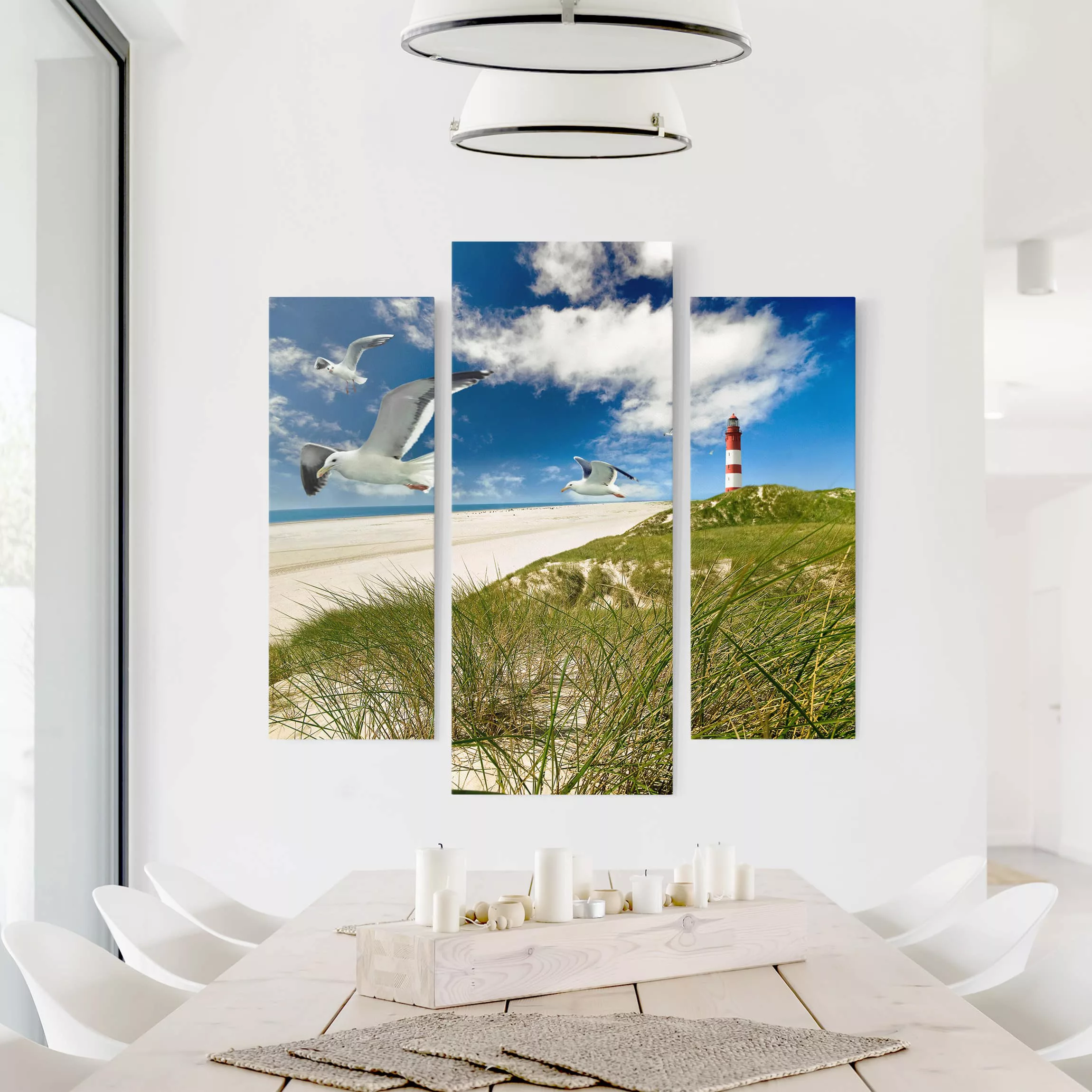 3-teiliges Leinwandbild Leuchtturm - Querformat Dune Breeze günstig online kaufen