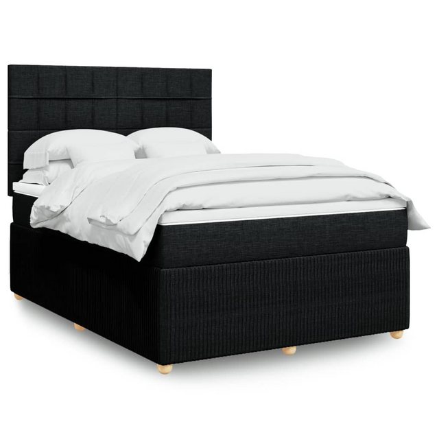 vidaXL Boxspringbett, Boxspringbett mit Matratze Schwarz 140x190 cm Stoff günstig online kaufen