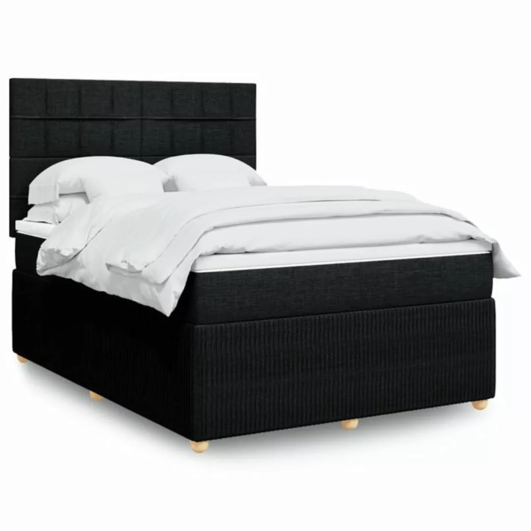 vidaXL Boxspringbett, Boxspringbett mit Matratze Schwarz 140x200 cm Stoff günstig online kaufen