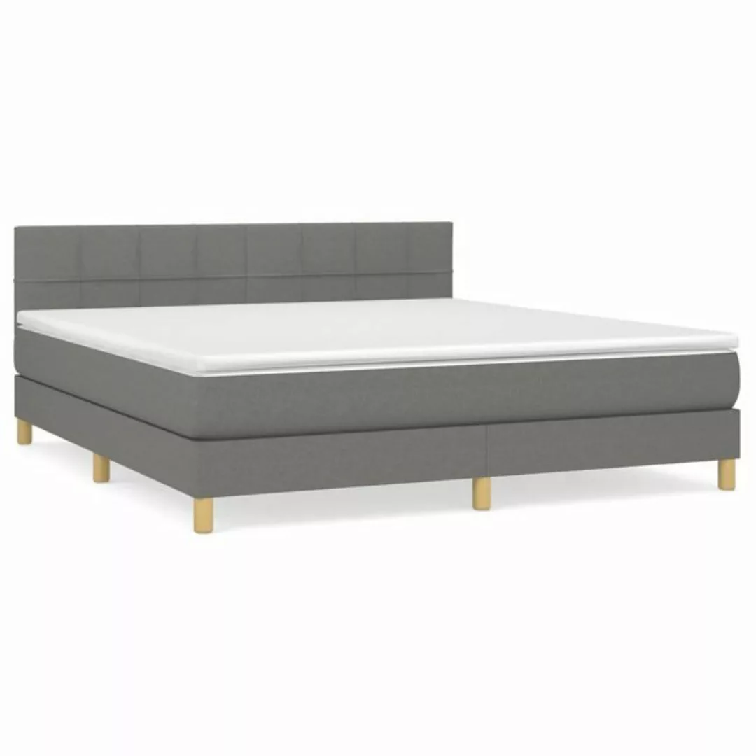 furnicato Bett Boxspringbett mit Matratze Dunkelgrau 160x200 cm Stoff günstig online kaufen