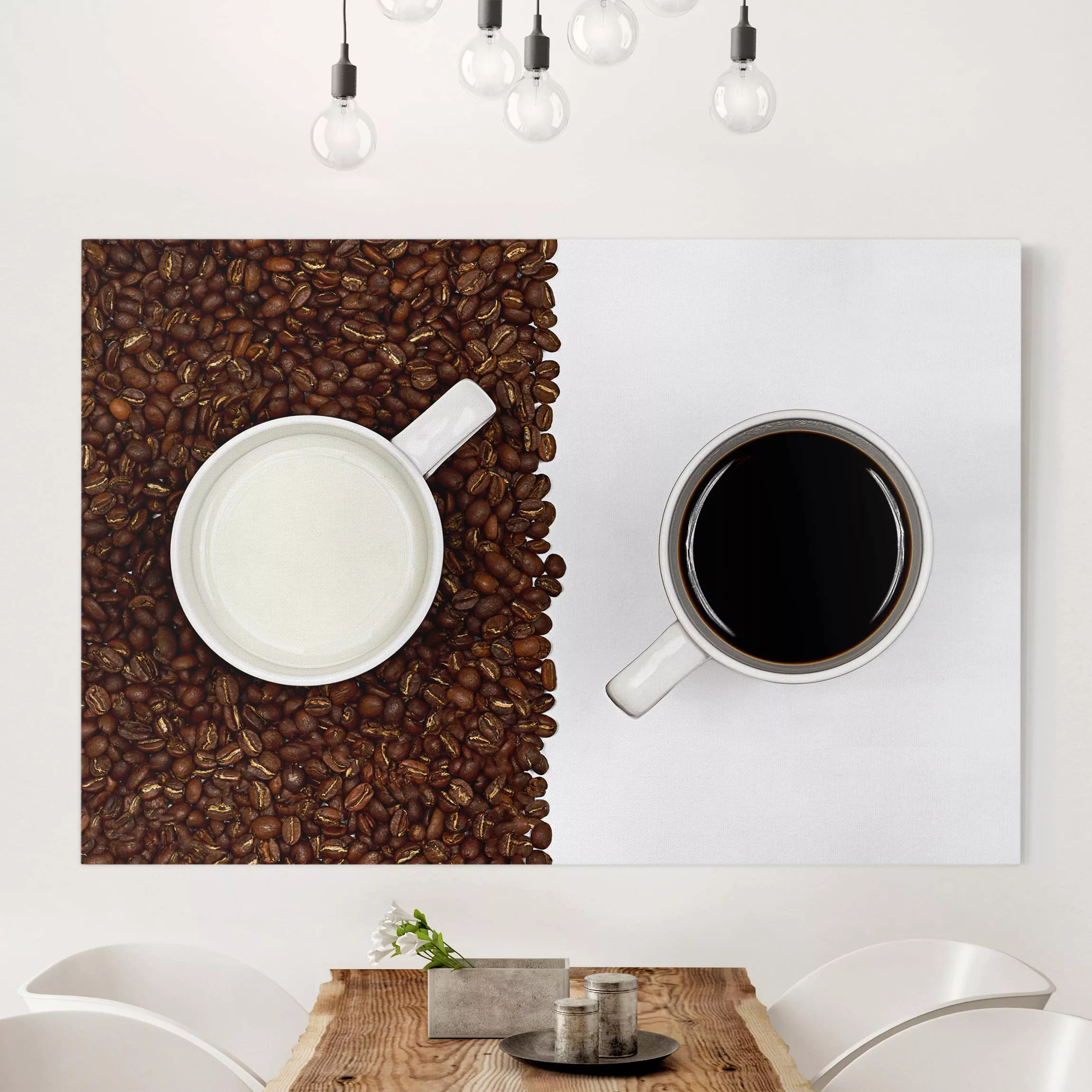Leinwandbild Küche - Querformat Milchkaffee günstig online kaufen