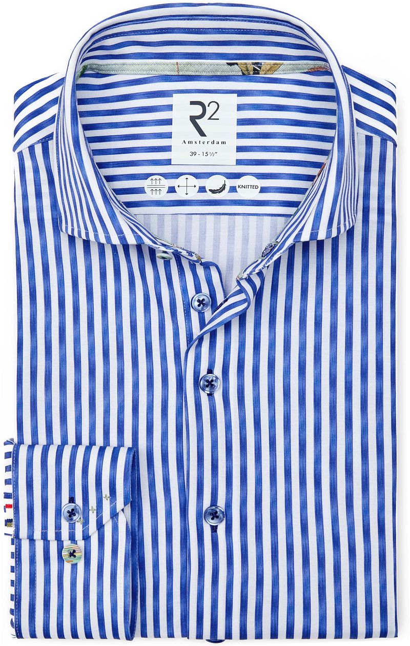 R2 Japanese Knitted Hemd Streifen Blau - Größe 42 günstig online kaufen