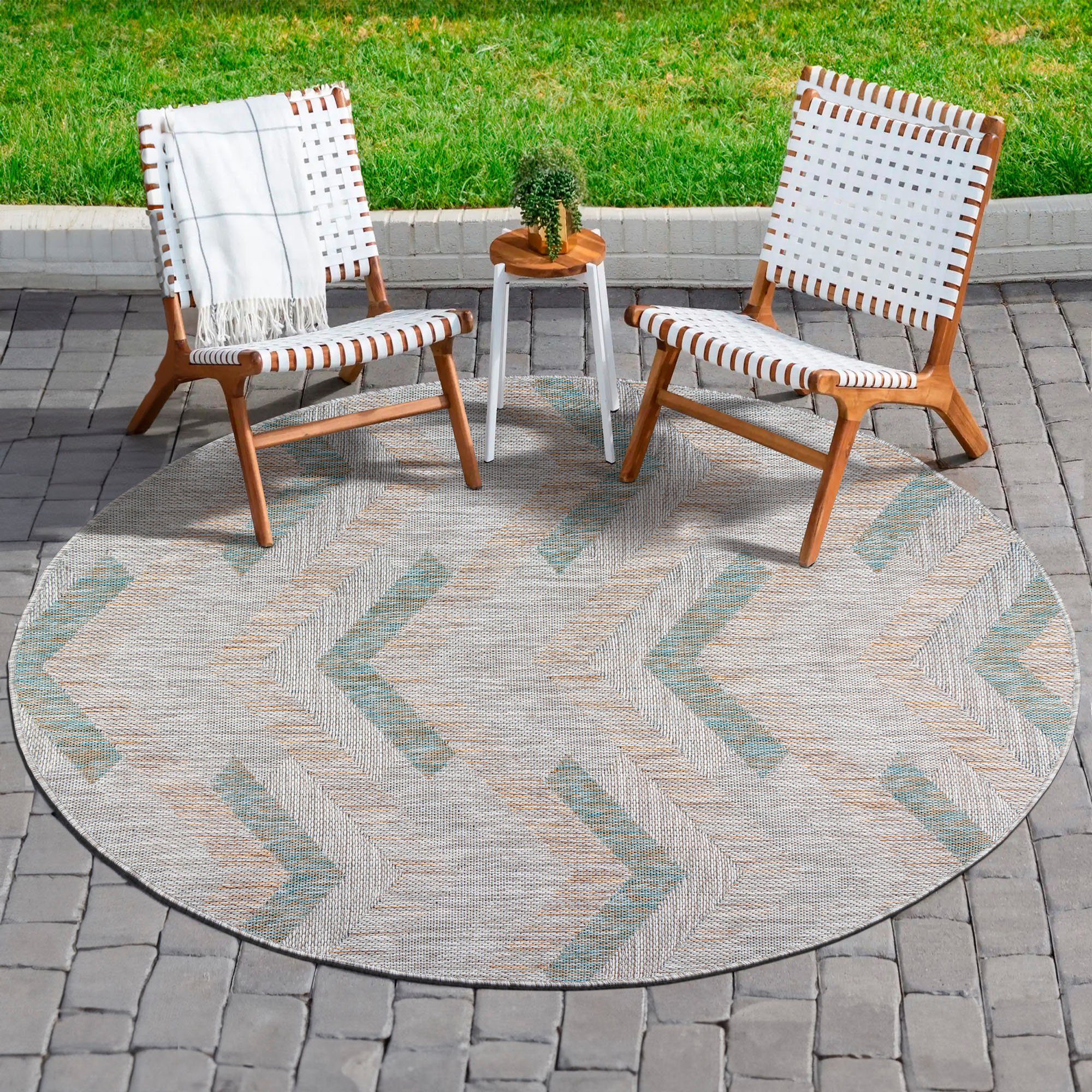 Sanat Teppich »Melissa 8004«, rund, 10 mm Höhe, Kurzflor, In -und Outdoor g günstig online kaufen