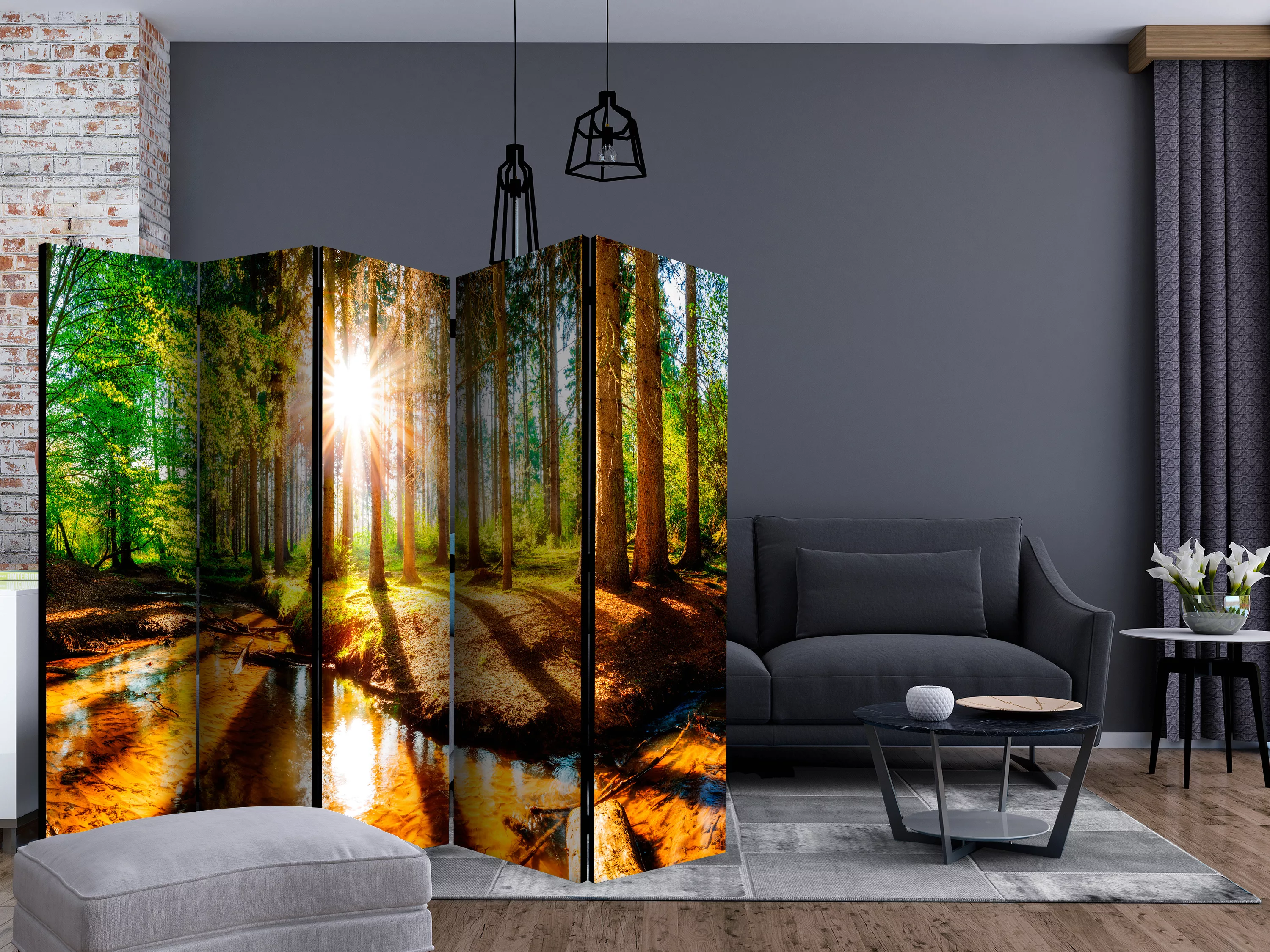 5-teiliges Paravent - Marvelous Forest Ii [room Dividers] günstig online kaufen