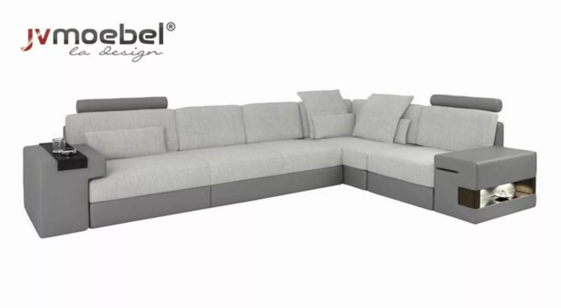 JVmoebel Ecksofa, Design moderne Sofa L-Form Sofas Grau NEU Couch Ecke Lede günstig online kaufen
