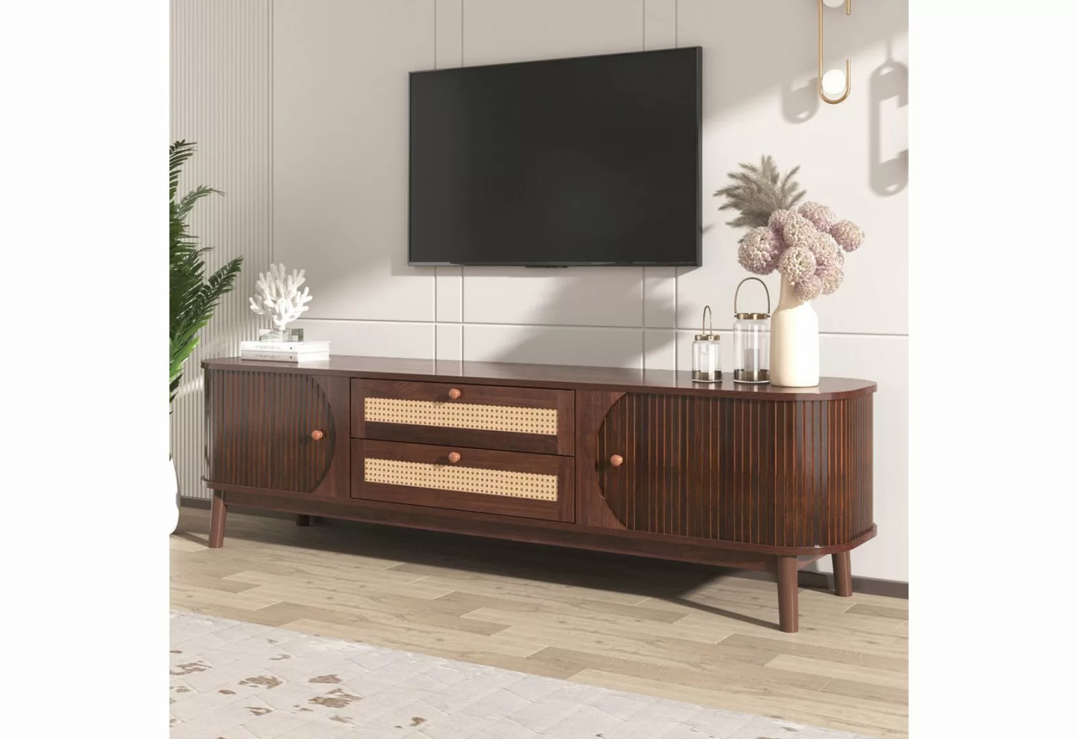 MODFU TV-Schrank Lowboard (TV-Schrank mit Türen und Schubladen., TV-Ständer günstig online kaufen
