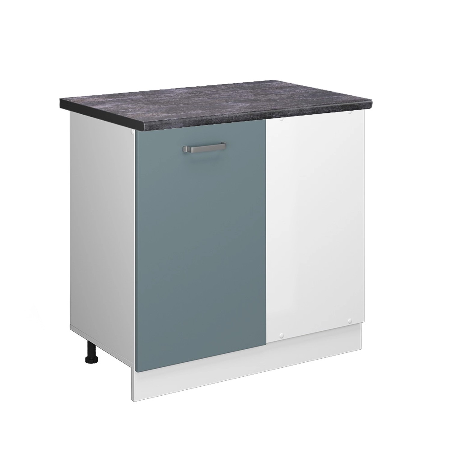 Vicco Eckunterschrank R-Line Küchen Eckschrank Blau-Grau/Weiß 86 cm AP Eich günstig online kaufen