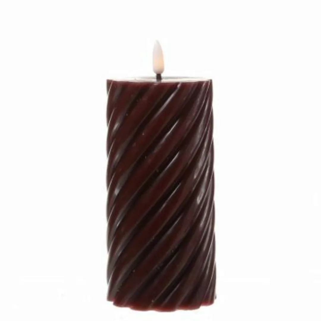 MARELIDA LED Kerze SWIRL Echtwachs gedreht flackernd H: 17,5cm rot günstig online kaufen