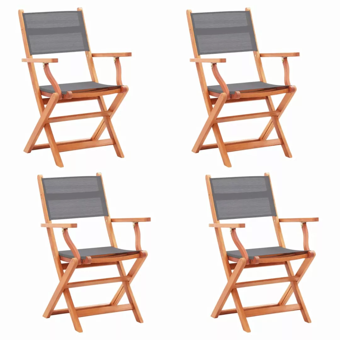 Klappbare Gartenstühle 4 Stk. Grau Eukalyptus Massivholz günstig online kaufen