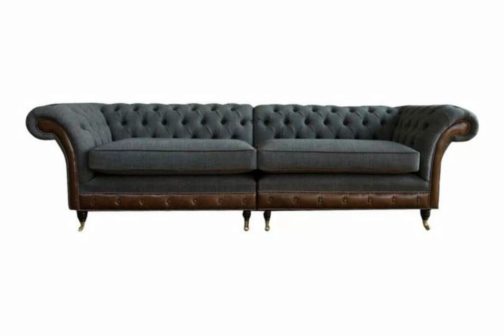 Xlmoebel Sofa Gestaltung Chesterfield Textilsofa 4 Plätze Polsterung Grau S günstig online kaufen