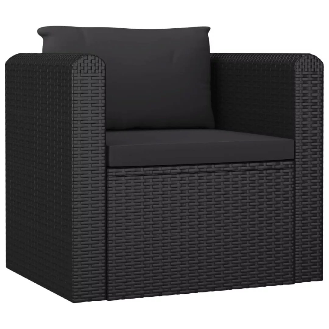 Sessel Mit Auflagen Poly Rattan Schwarz günstig online kaufen