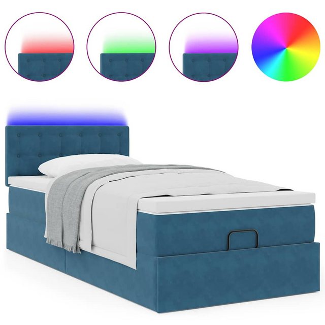 vidaXL Bett Ottoman-Bett mit Matratze & LEDs Dunkelblau 80x200 cm Samt günstig online kaufen