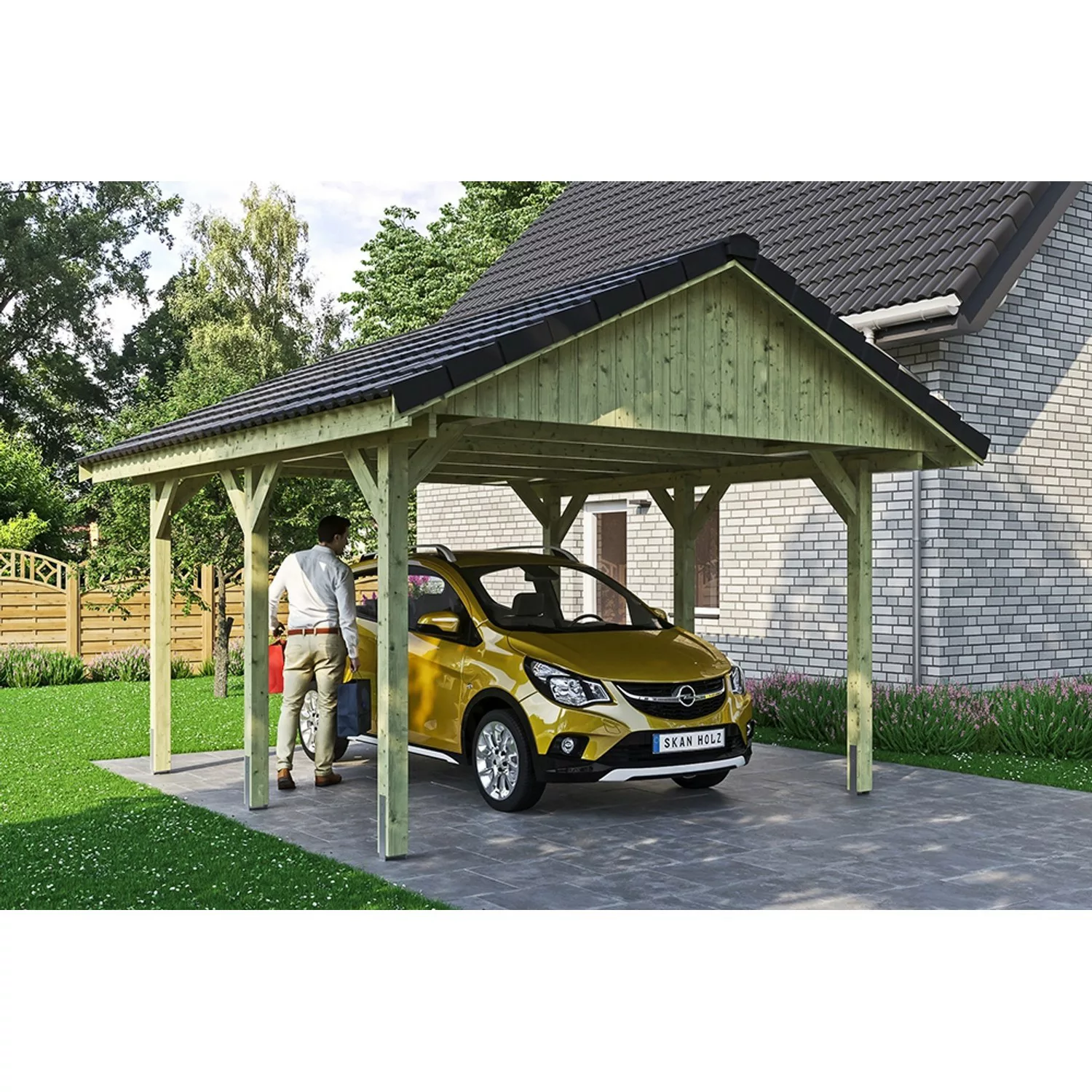 Satteldach-Carport Wallgau 430 x 500 cm Dachlattung günstig online kaufen