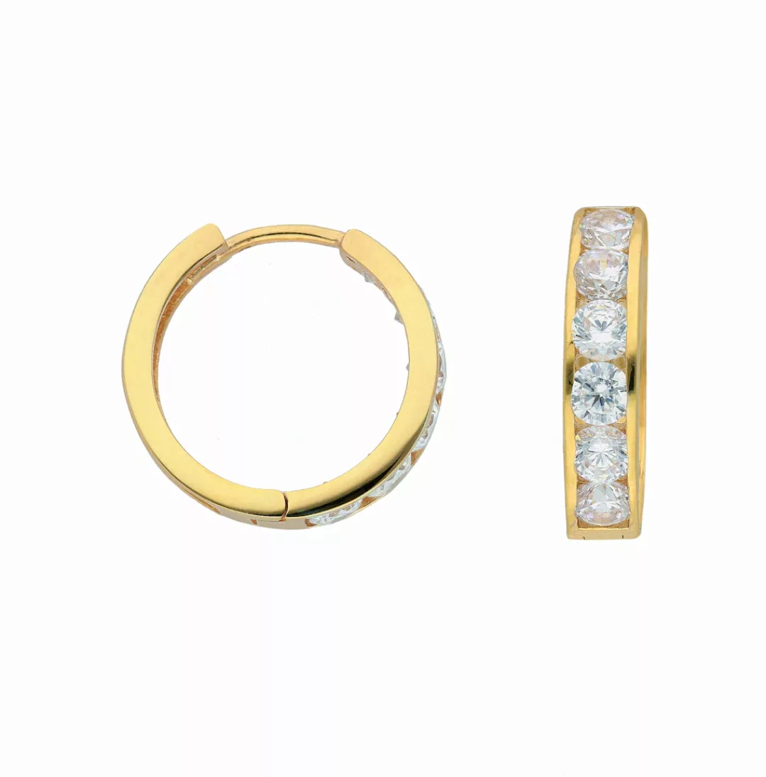 Adelia´s Paar Ohrhänger "1 Paar 585 Gold Ohrringe / Creolen mit Zirkonia Ø günstig online kaufen