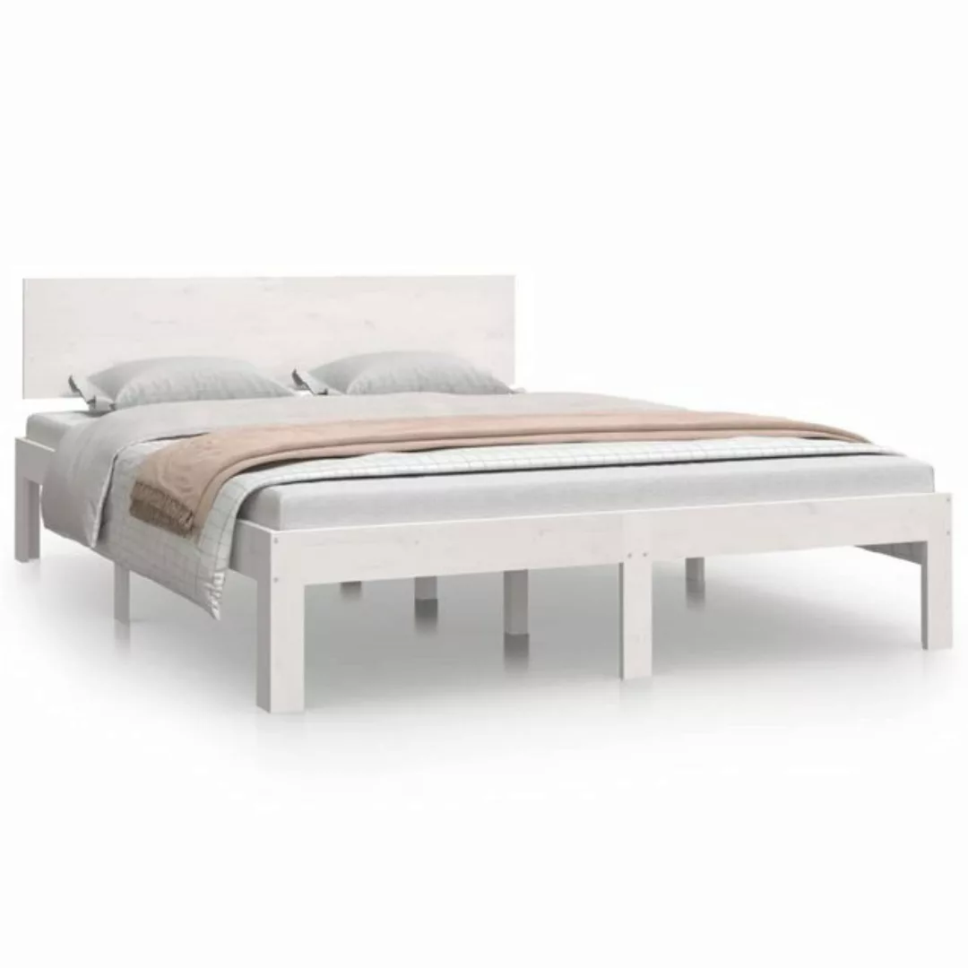 furnicato Bett Massivholzbett Weiß 150x200 cm günstig online kaufen