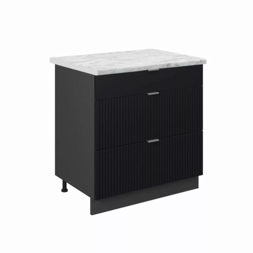 Vicco Unterschrank Fame-Line, Schwarz gestreift/Anthrazit, 80 cm mit 3 Schu günstig online kaufen