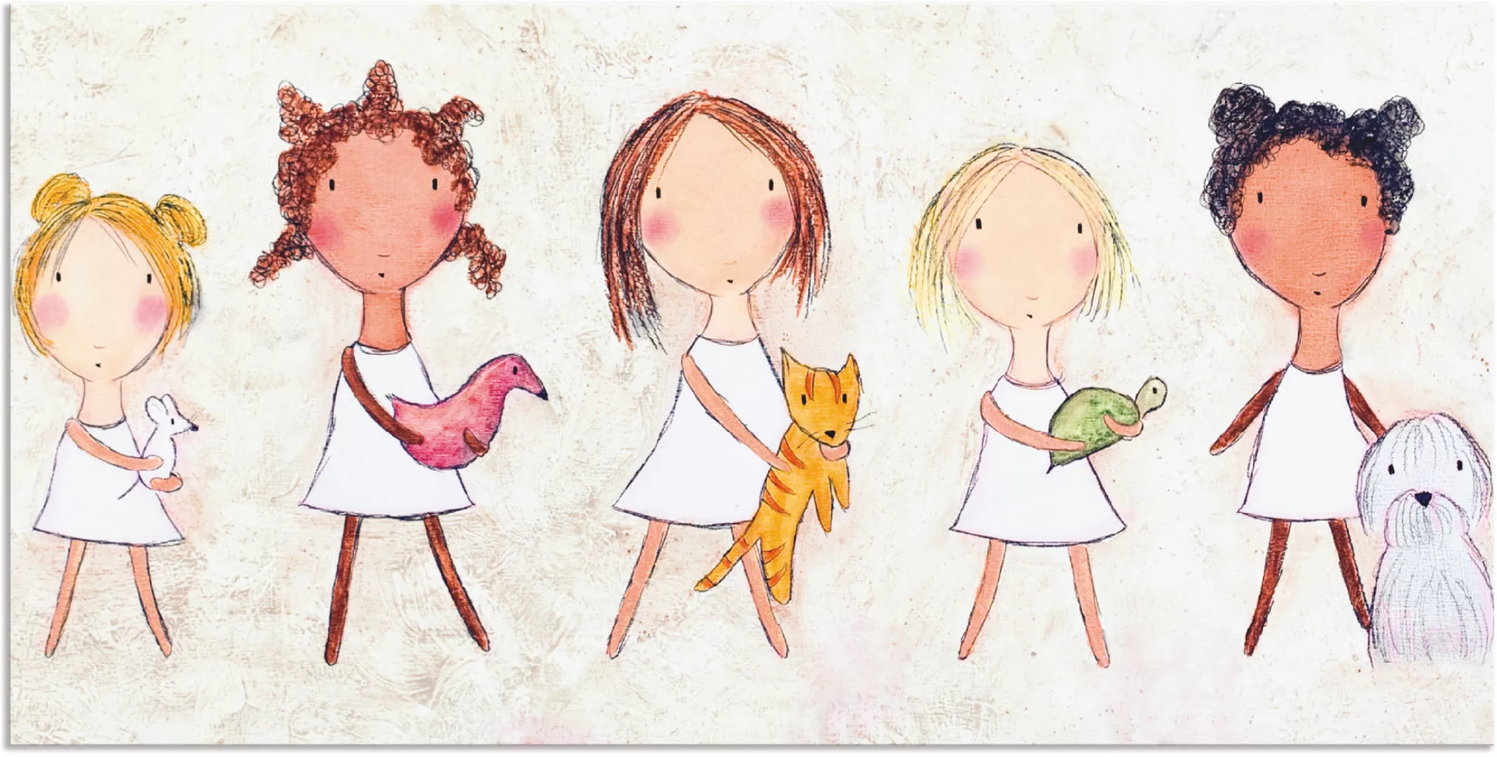 Artland Wandbild »Mädchen mit Tieren«, Kinder, (1 St.), als Alubild, Outdoo günstig online kaufen