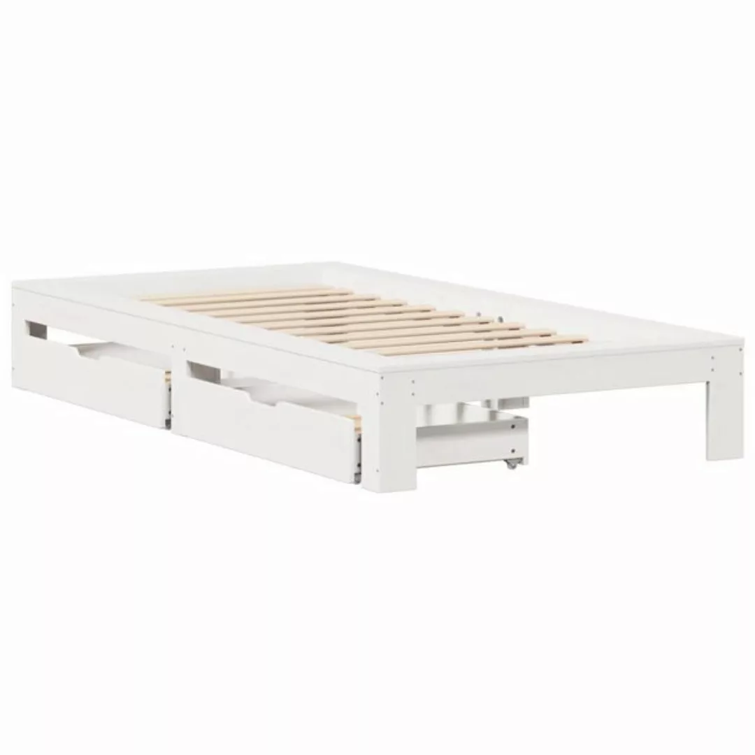 vidaXL Bett Massivholzbett ohne Matratze Weiß 90x200 cm Kiefernholz günstig online kaufen