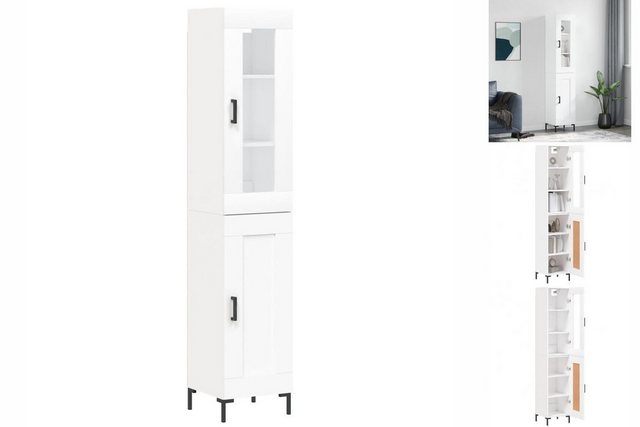 vidaXL Vitrine Highboard Weiß 34,5x34x180 cm Spanplatte Glas Vitrine günstig online kaufen