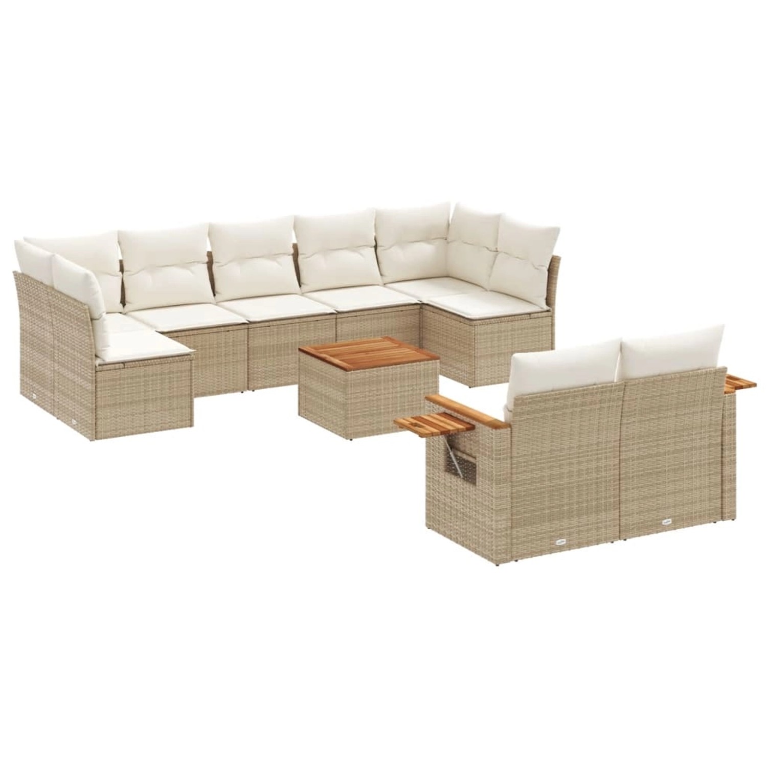 vidaXL 10-Tlg Garten-Sofagarnitur mit Kissen Beige Poly Rattan 3227136 günstig online kaufen