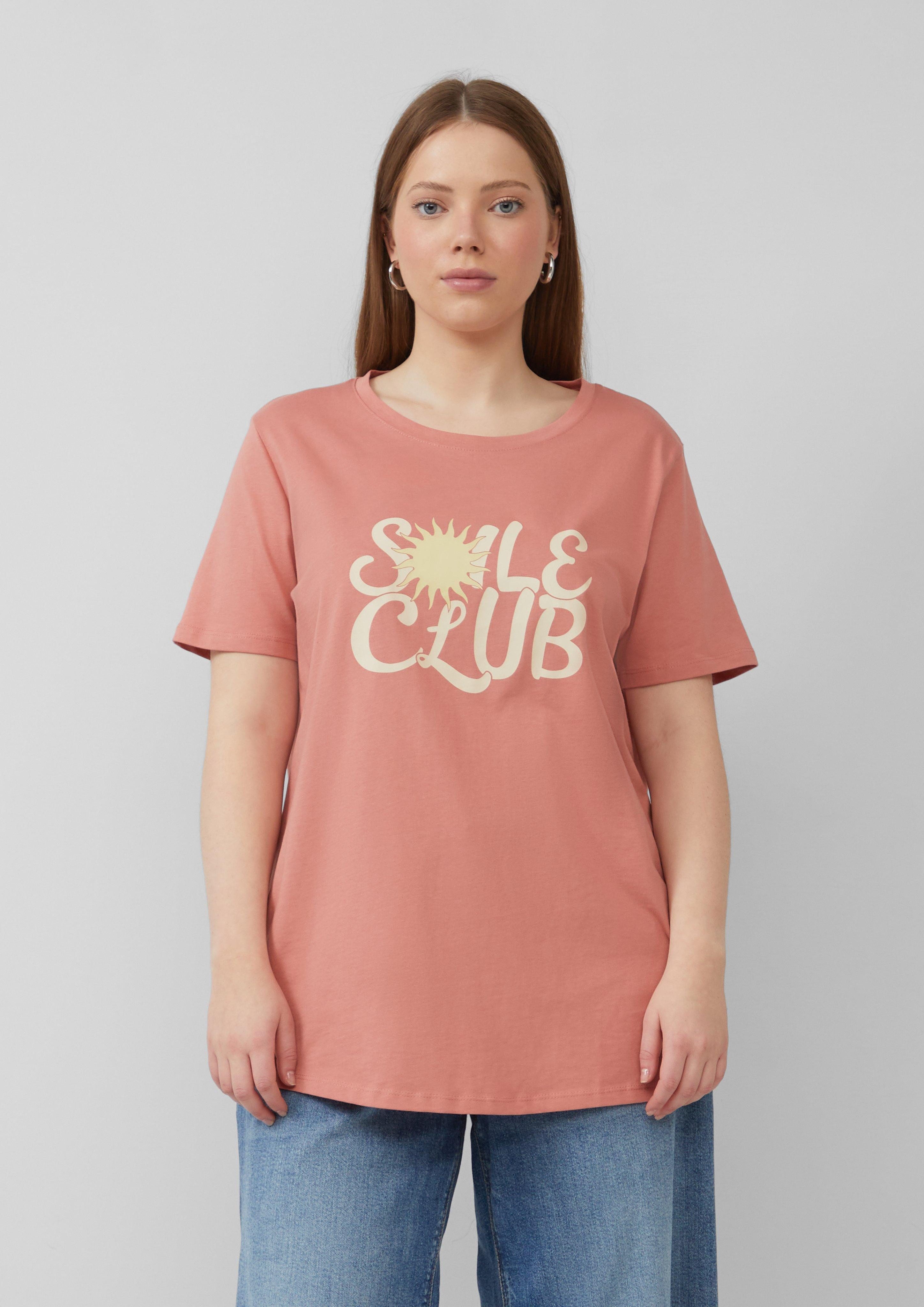 QS Kurzarmshirt Baumwollshirt mit Frontprint günstig online kaufen
