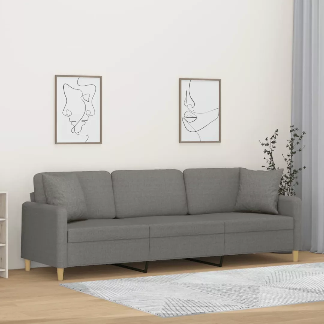 Vidaxl 3-sitzer-sofa Mit Kissen Dunkelgrau 210 Cm Stoff günstig online kaufen