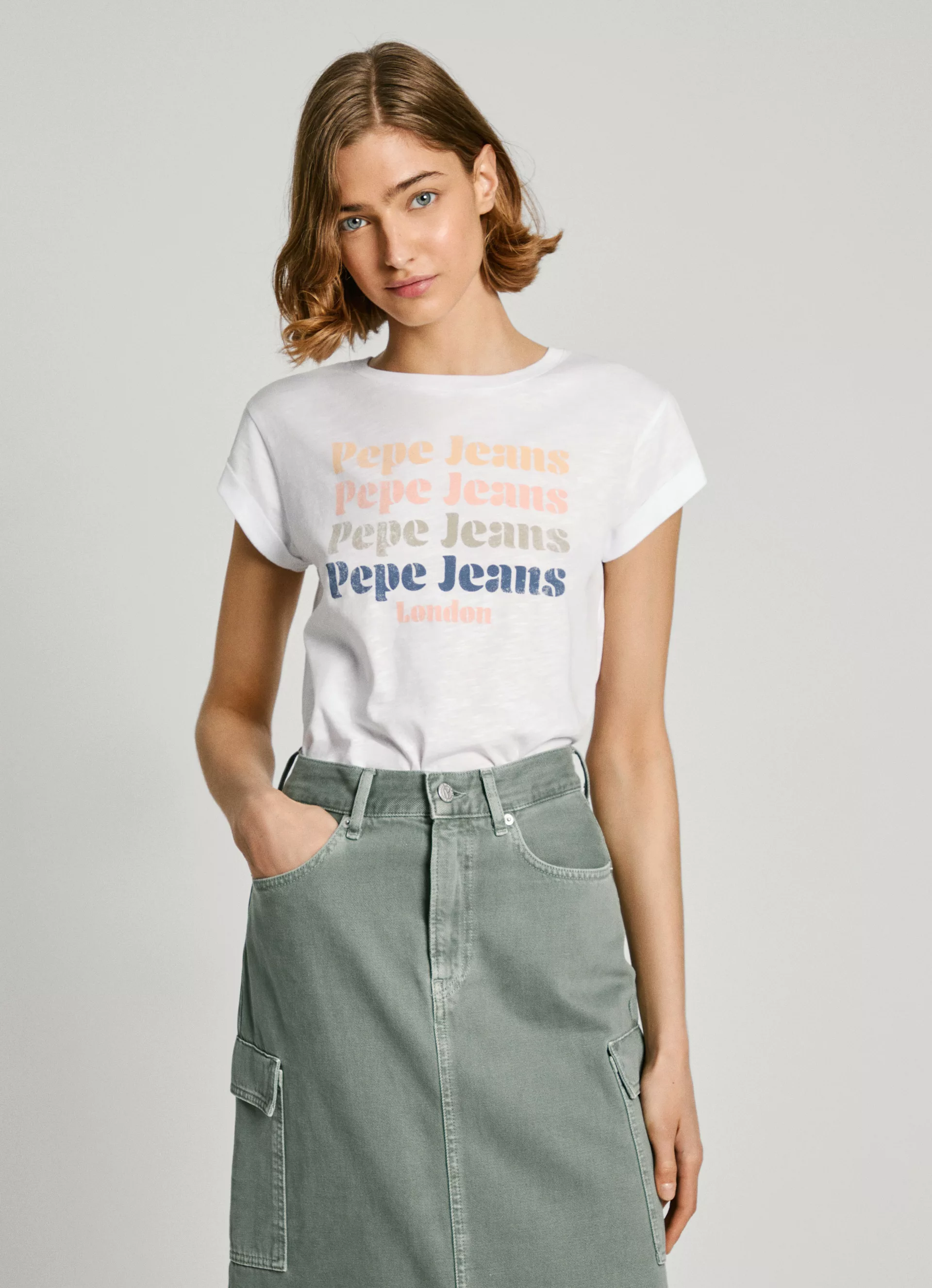 Pepe Jeans T-Shirt EILEEN aus strukturierter Baumwollqualiät günstig online kaufen