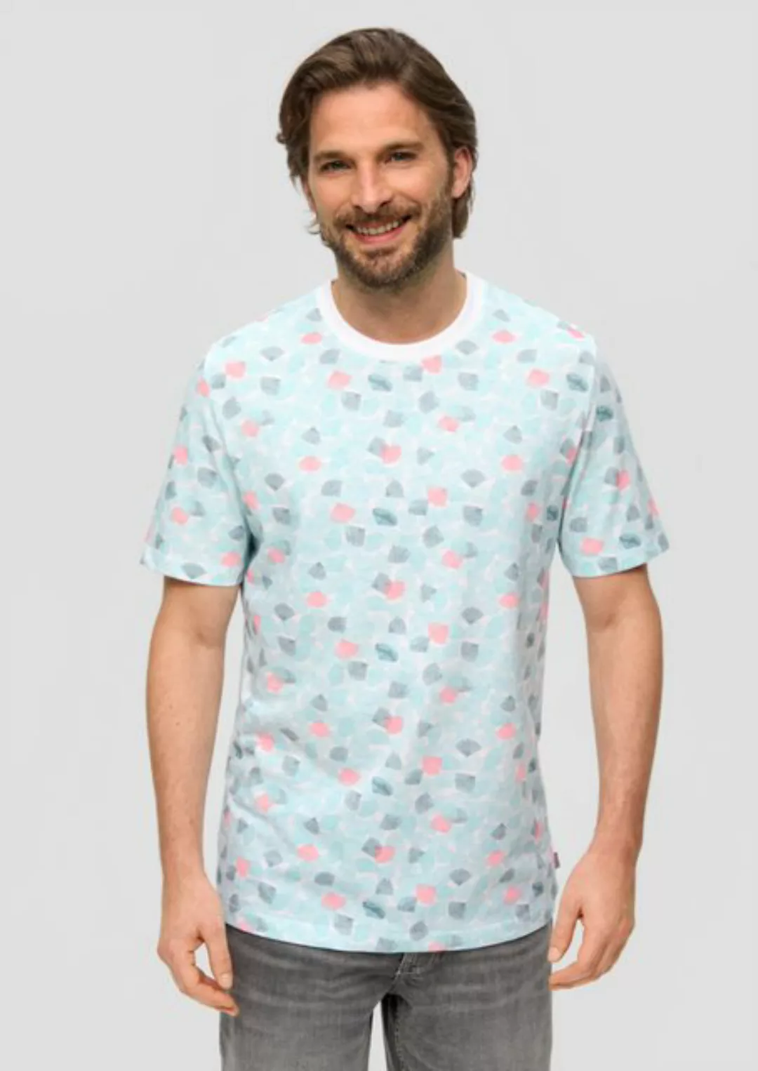 s.Oliver Kurzarmshirt T-Shirt mit All-over-Print günstig online kaufen