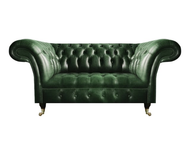 JVmoebel Chesterfield-Sofa Luxus Zweisitzer Sofa Couch Grün Leder Sofa Wohn günstig online kaufen