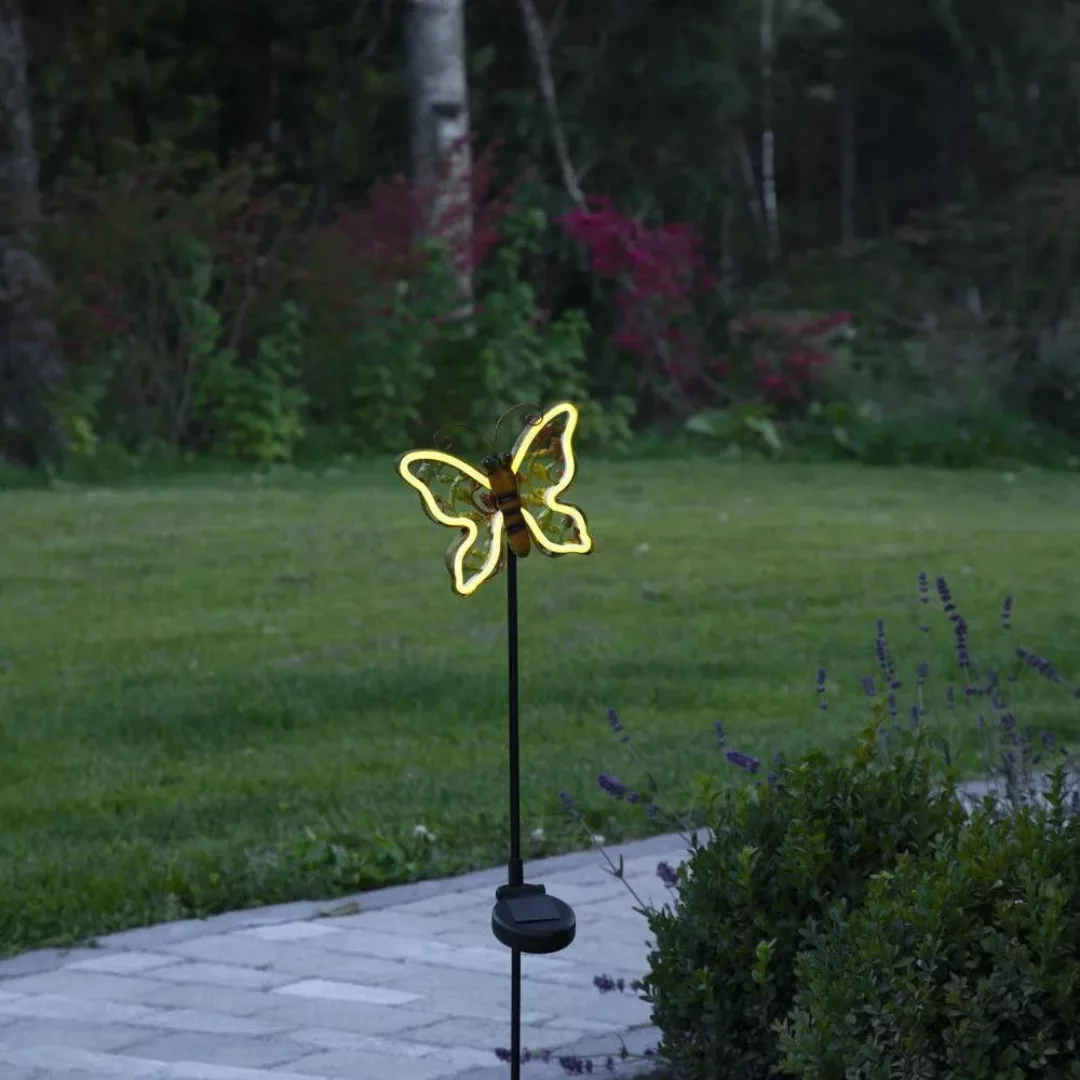 LED Solar Dekoleuchte Linny in Mehrfarbig Schmetterling IP44 mit Dämmerungs günstig online kaufen