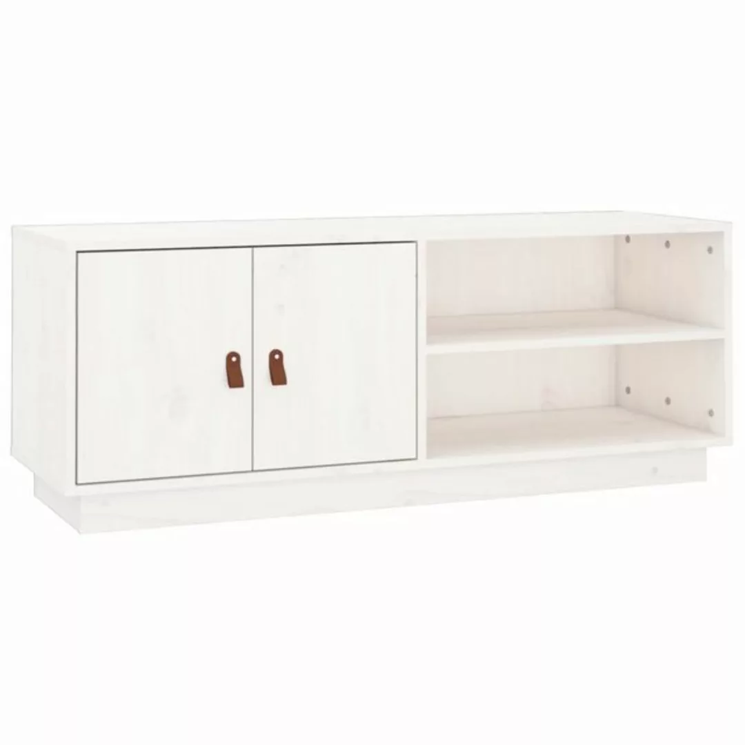 furnicato TV-Schrank Weiß 105x34x40 cm Massivholz Kiefer günstig online kaufen