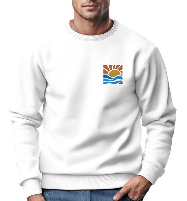 Neverless Sweatshirt Sweatshirt Herren Logo Print Sommer Sonne Welle Strand günstig online kaufen