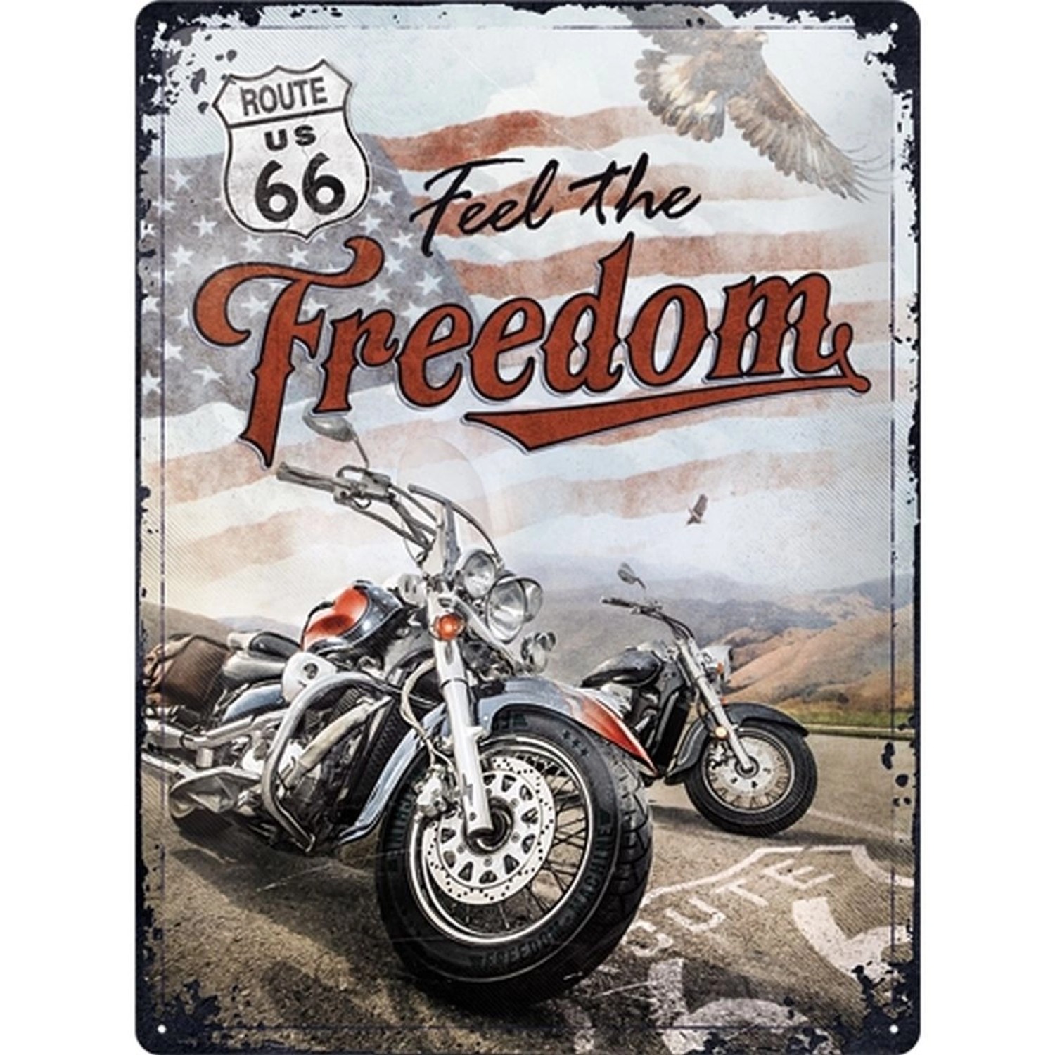 Nostalgic-Art Blechschild 30 x 40 cm - US Highways - Route 66 Freedom günstig online kaufen