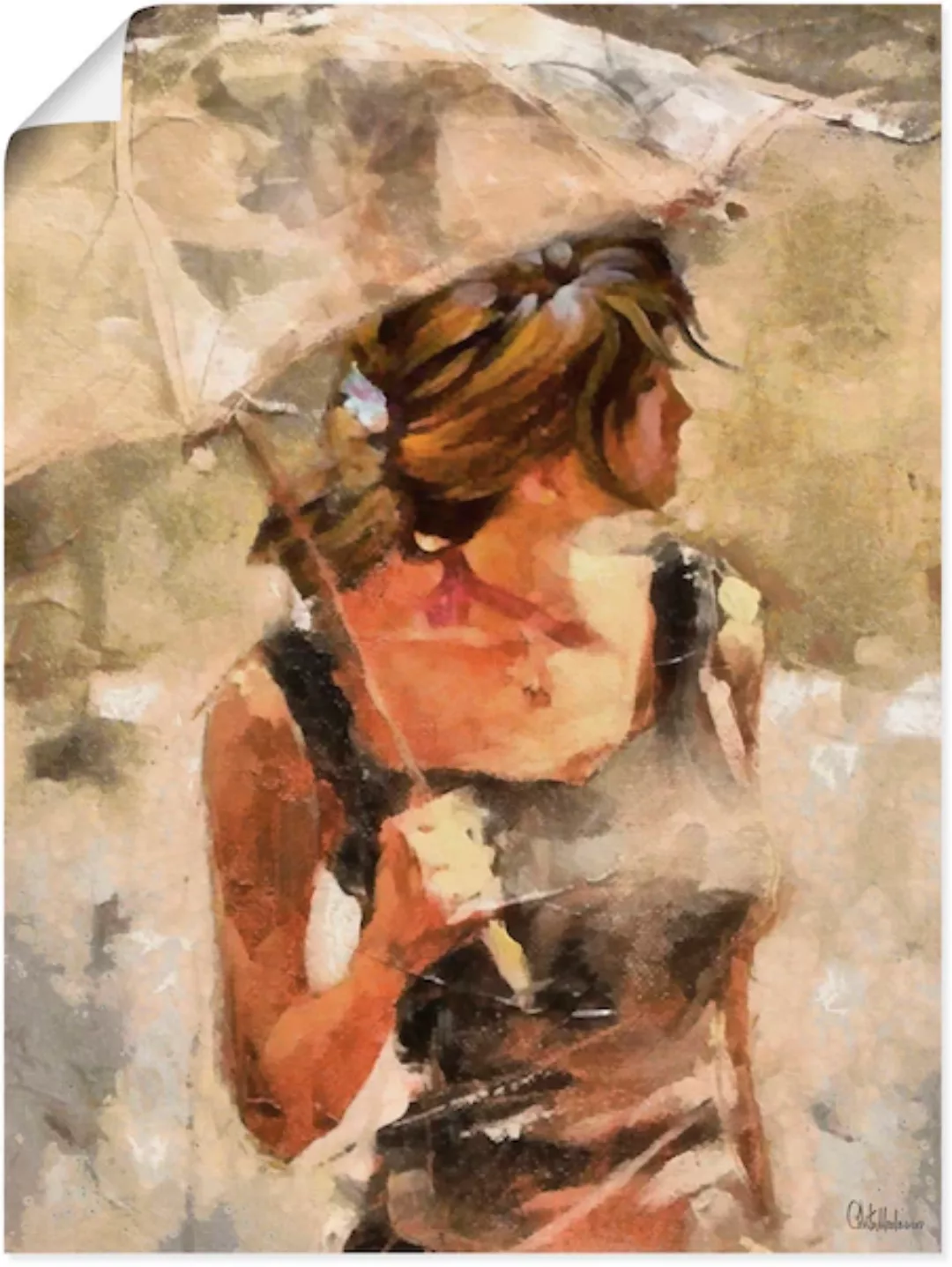 Artland Wandbild »Lady mit Regenschirm«, Portrait, (1 St.), als Leinwandbil günstig online kaufen