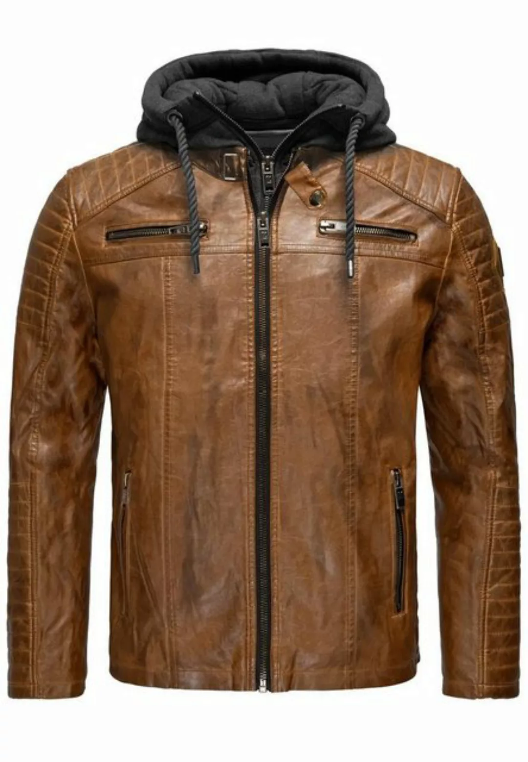 RedBridge Lederimitatjacke Kunstleder Bikerjacke mit Sweat-Kapuze Two in On günstig online kaufen