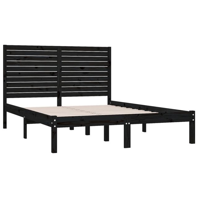 vidaXL Bettgestell Massivholzbett Schwarz 150x200 cm 5FT King Size Bett Bet günstig online kaufen