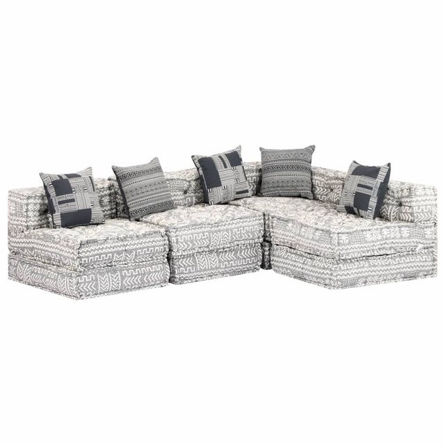 vidaXL Sofa 4-Sitzer Modularer Pouf Hellgrau Stoff günstig online kaufen