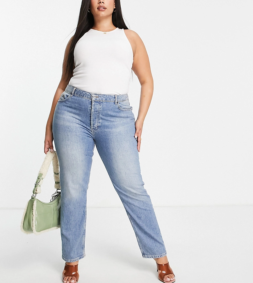 ASOS DESIGN Curve – Bequeme Stretch-Jeans in mittlerer Waschung mit geradem günstig online kaufen