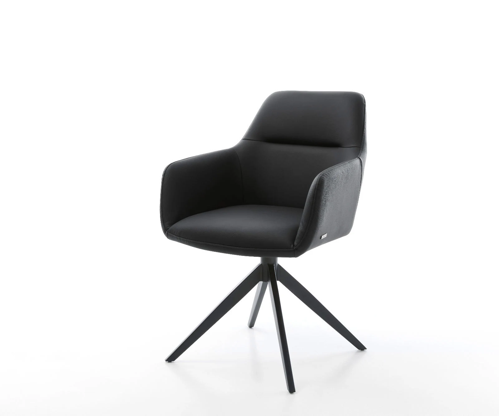 Drehstuhl Pejo-Flex Echt-Leder Schwarz Kreuzgestell breit Schwarz 360° dreh günstig online kaufen