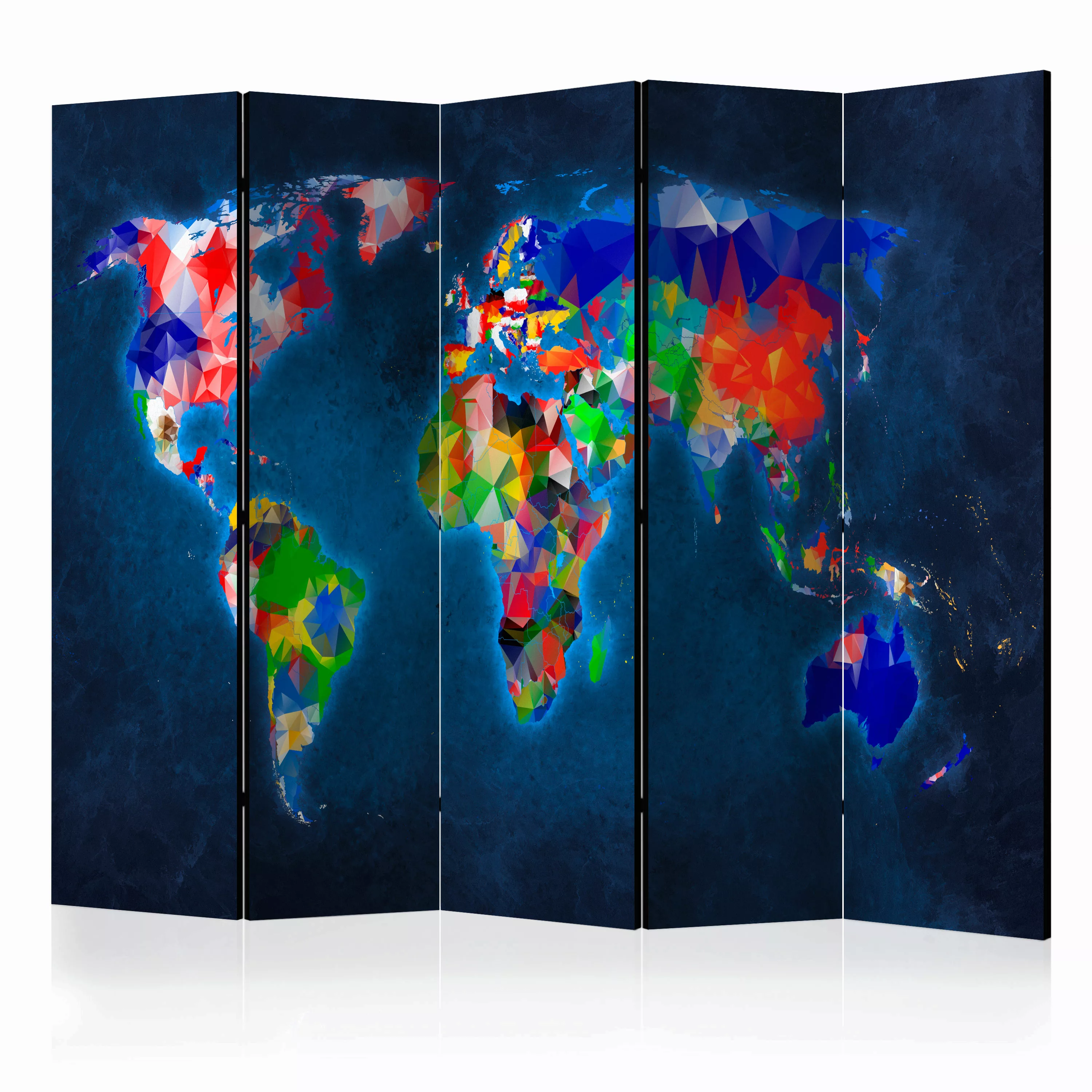 5-teiliges Paravent - Room Divider – Colorful Map günstig online kaufen